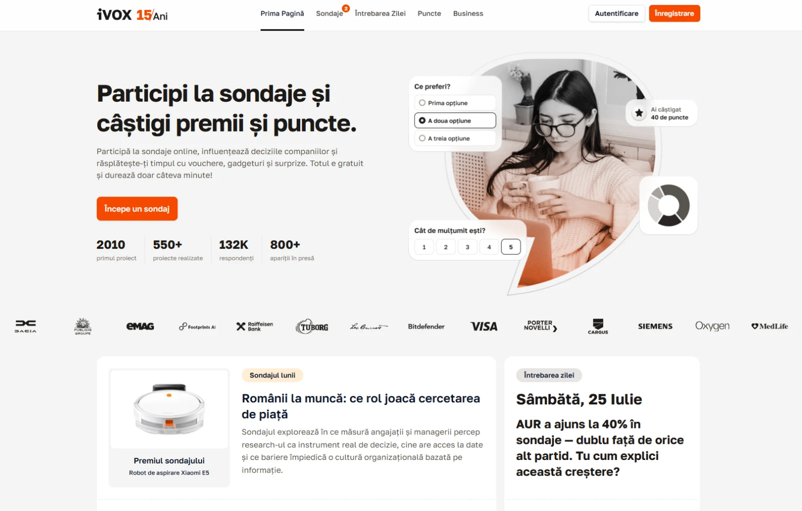 The new iVOX research platform homepage